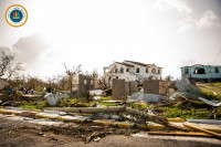 Grenada houses damaged from Hurricane Beryl.